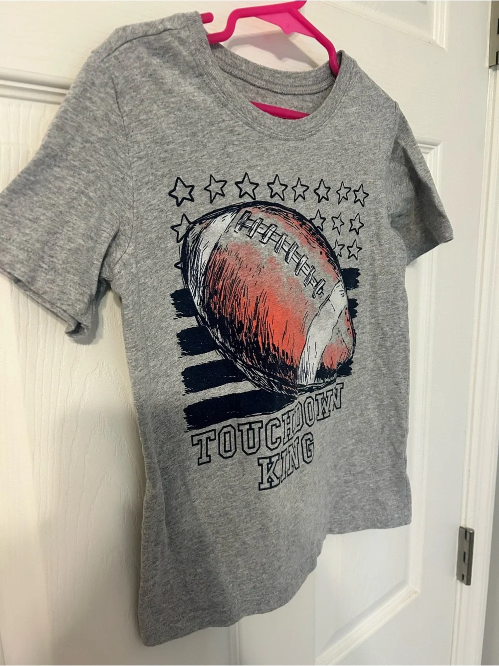 Boys, OshKosh B'gosh, Gray Short Sleeve Tee with Orange Football Graphic, Size 6